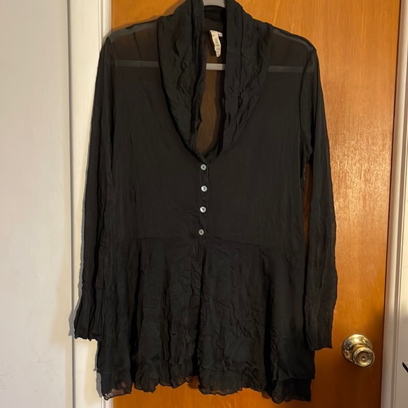 Sheer button down tunic